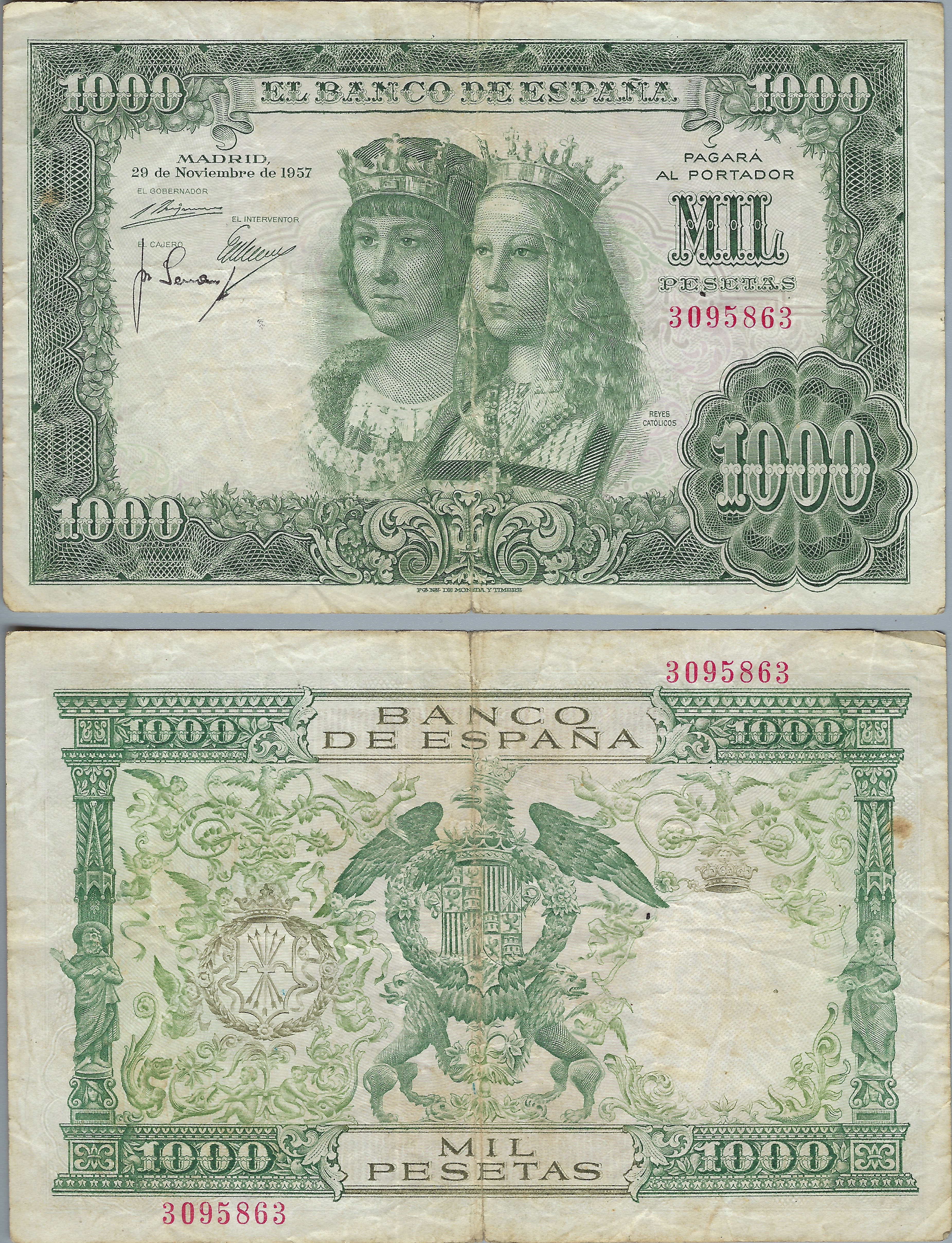 1000 pesetas de 1957 (Reyes Católicos)