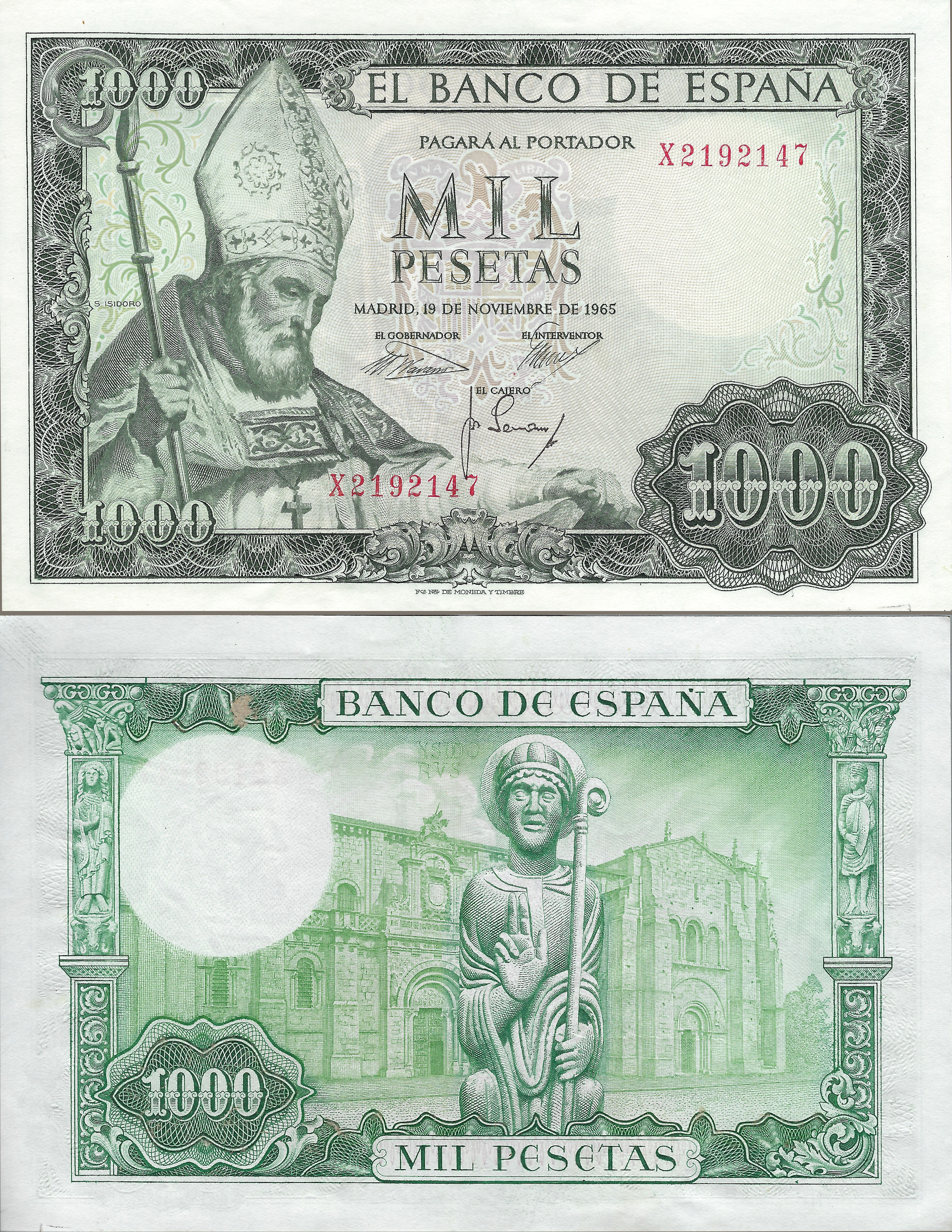 1000 pesetas de 1965 (San Isidoro)