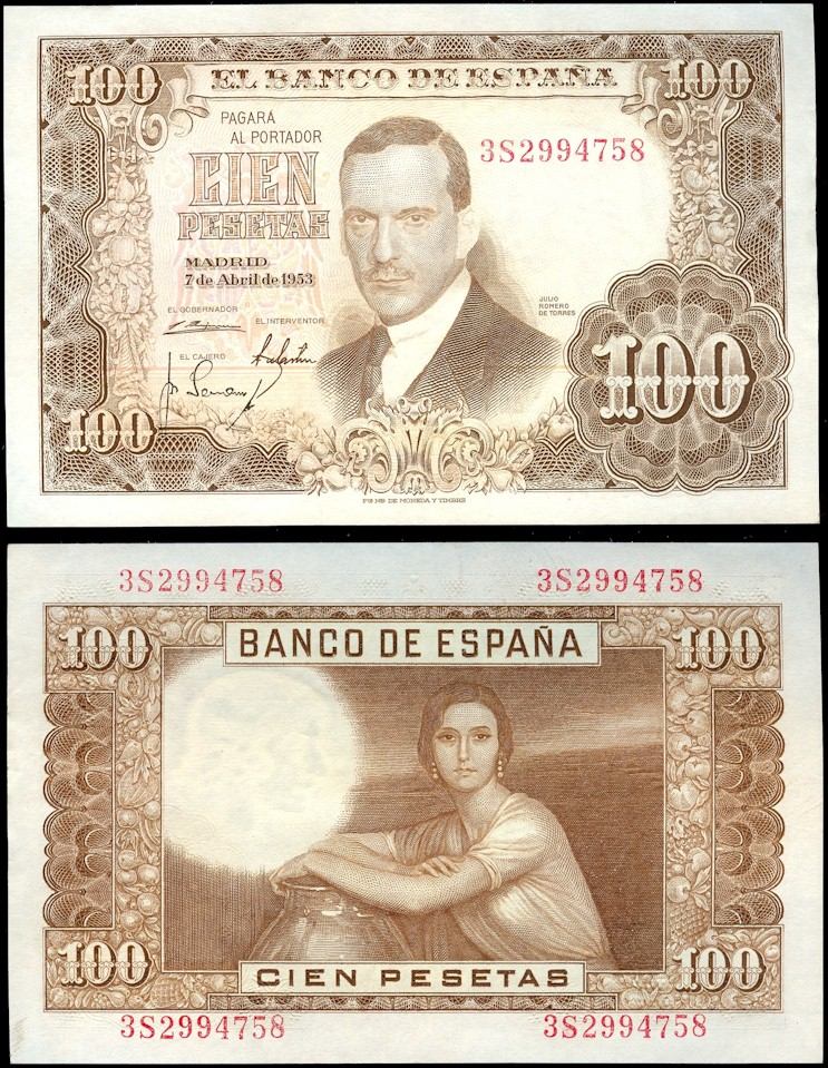 100 pesetas de 1953 (Romero de Torres)