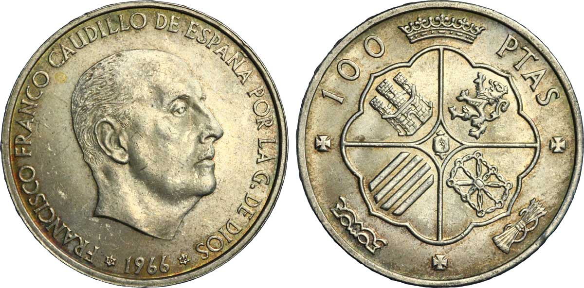 100 pesetas de 1966 (plata)