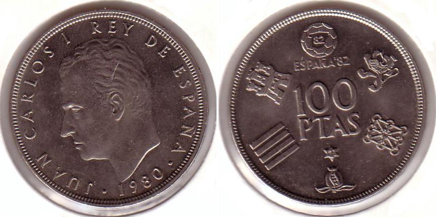 100 pesetas del Mundial 82 (plata)