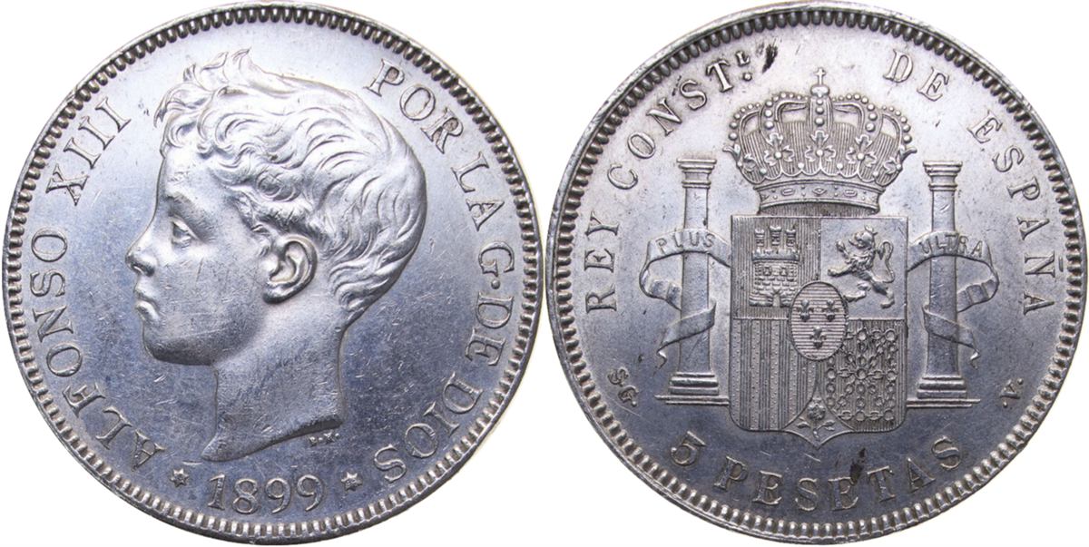 5 pesetas de Alfonso XIII (1888-1898)
